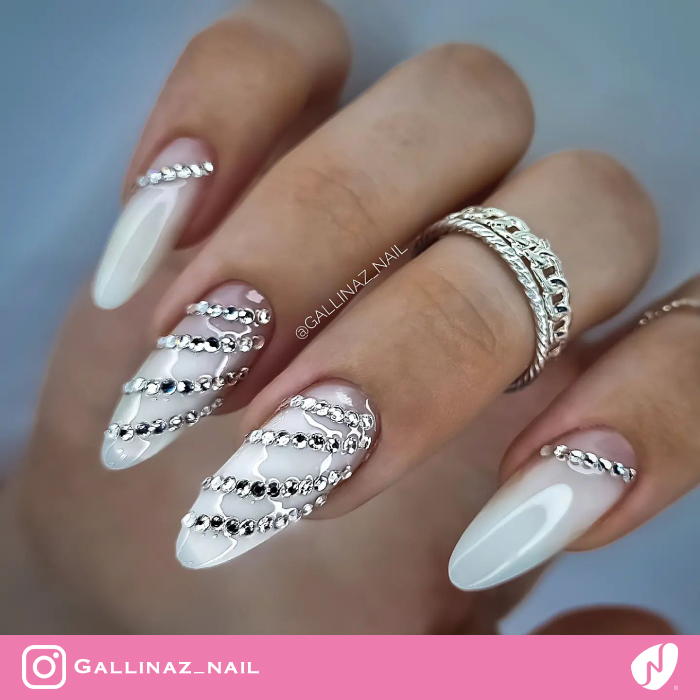 White Almond Nails for Brides